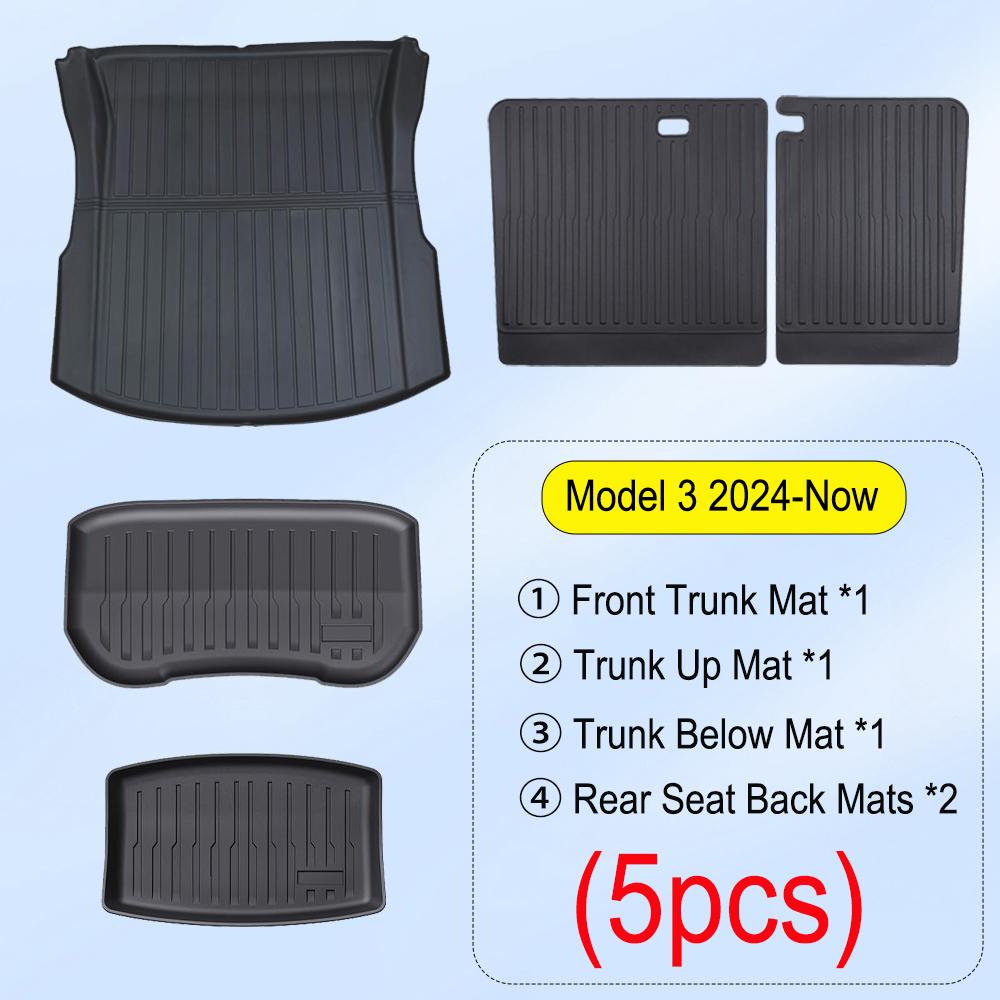 All Weather Cargo Liners for 2025 2026 Tesla Model Y Juniper Model 3 Trunk Mat Front and Rear Frunk Trunk Tray Mats Accessories