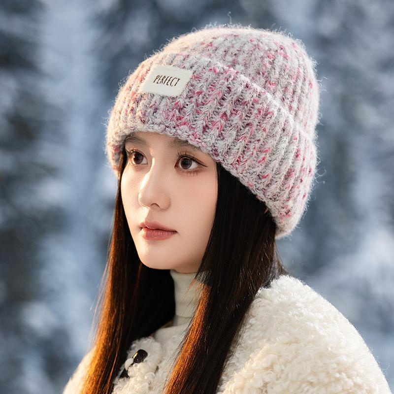 

Autumn and winter hats women s big head circumference knitted hats versatile face small bag head wool hats warm and windproof pullover hats One Size