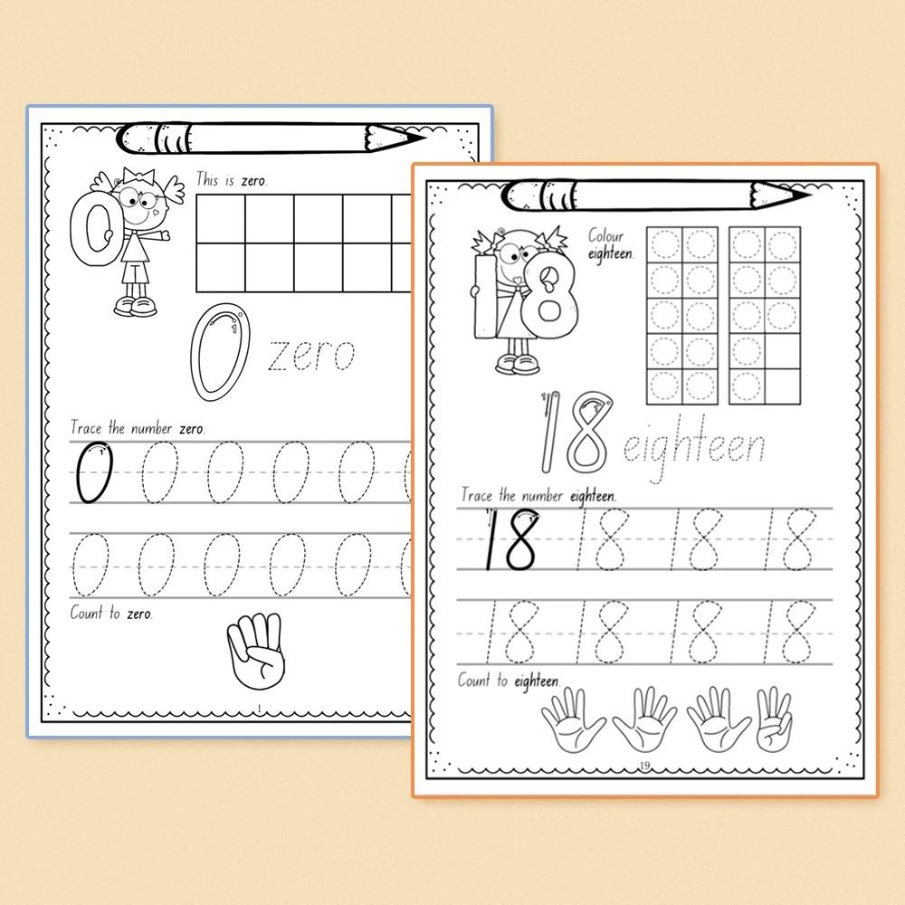 A4 Size Number 0-30 Tracing Practice Workbook Preschool Math Learning Kindergarten Numbers Writing Coloring Book Montessori
