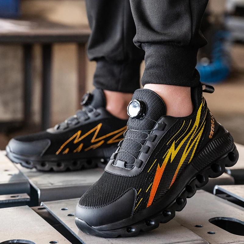 Indestructible Safety Shoes Rotating Button Safety Shoes 48 Light Work Shoes Men 47 Anti Puncture Sneakers With Steel Toe Cap