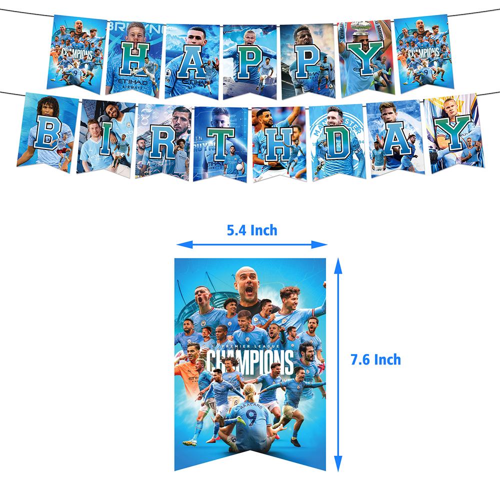 32 Stück Manchester City Ballons Enthalten ein Banner, Kuchenaufsätze, Ballons