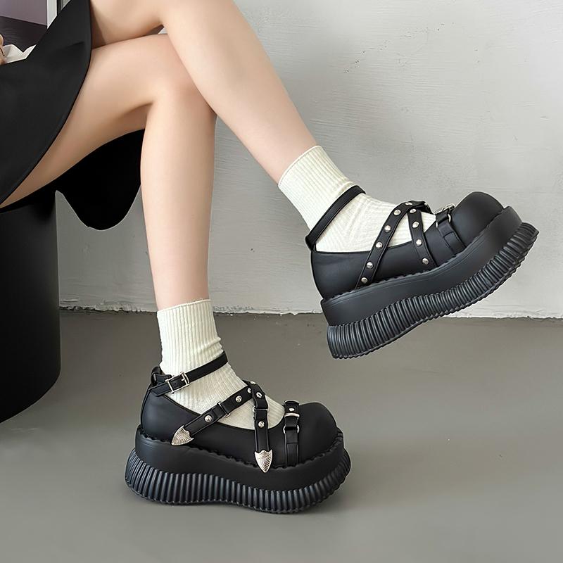 2025 Y2K Girls Mary Janes Pumps Buckle Thick Weges Round Toe Platform Shoes Cute Sweet  Lolita  Classic Brand Pumps
