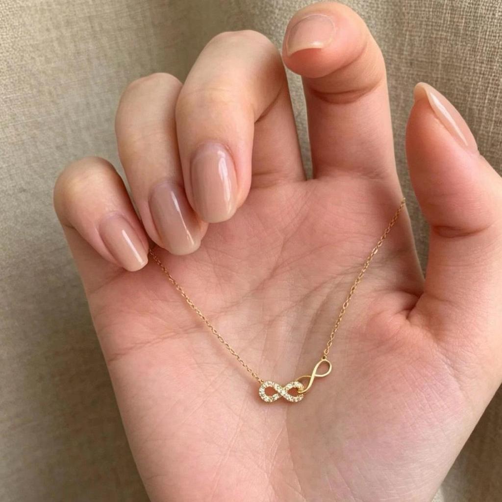 S925 Gold Double 8 Necklace - Exquisite Infinite Love Collarbone Chain