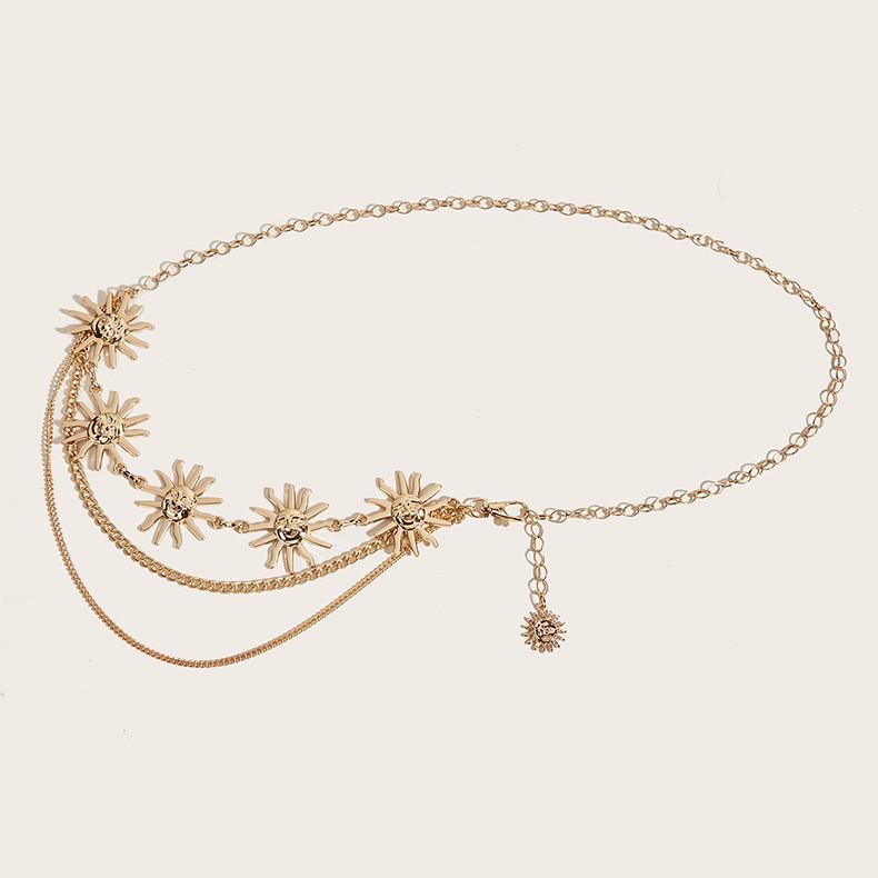 Sun Moon Shaped Metal Waist Chain Womens Belt Fashion Clothing Accessories