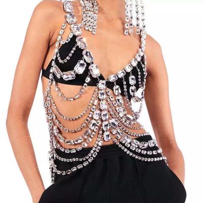 Exquisite Romantic Bikini Suit, Women'S Nightclub Sexy Wear Crystal Rhinestone Luxury Underwear Bra Jewelry