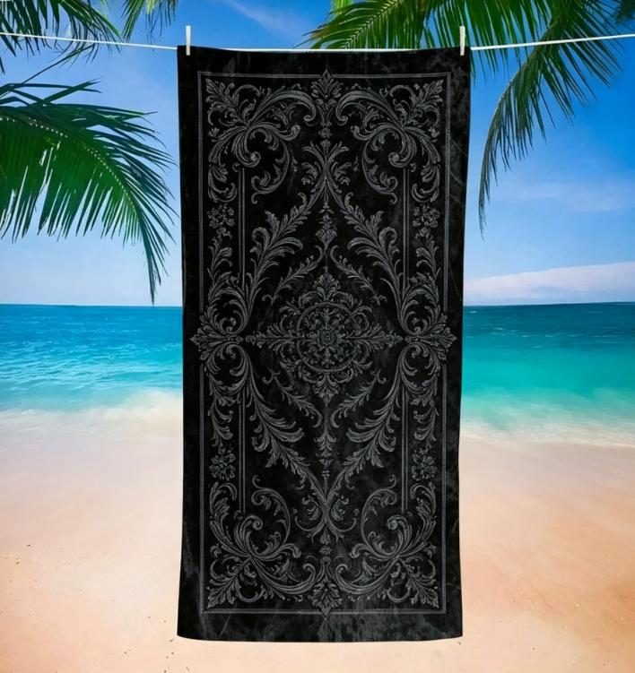 Black Spider Web Beach Towel, Microfiber Sand Free Quick Dry, Gothic Halloween Pattern, Soft Absorbent for Summer & Pool