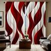 Elegant Red and White Abstract Wave-printed Curtains, Pole Bag Curtains, Home Decoration, Room Decoration