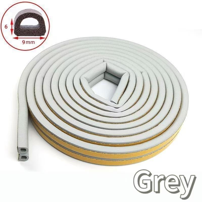 5m/10m D Shape Window Seal Strip 4 Colors Self-adhesive Rubber Weather Stripping Door Windproof Insulation Noise Tapes