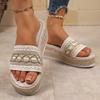 Fashion New Summer Espadrilles Platform Slippers Women Bohemian Style Gold Striped Wedges Sandals Woman Thick Sole Casual Beach Slippers