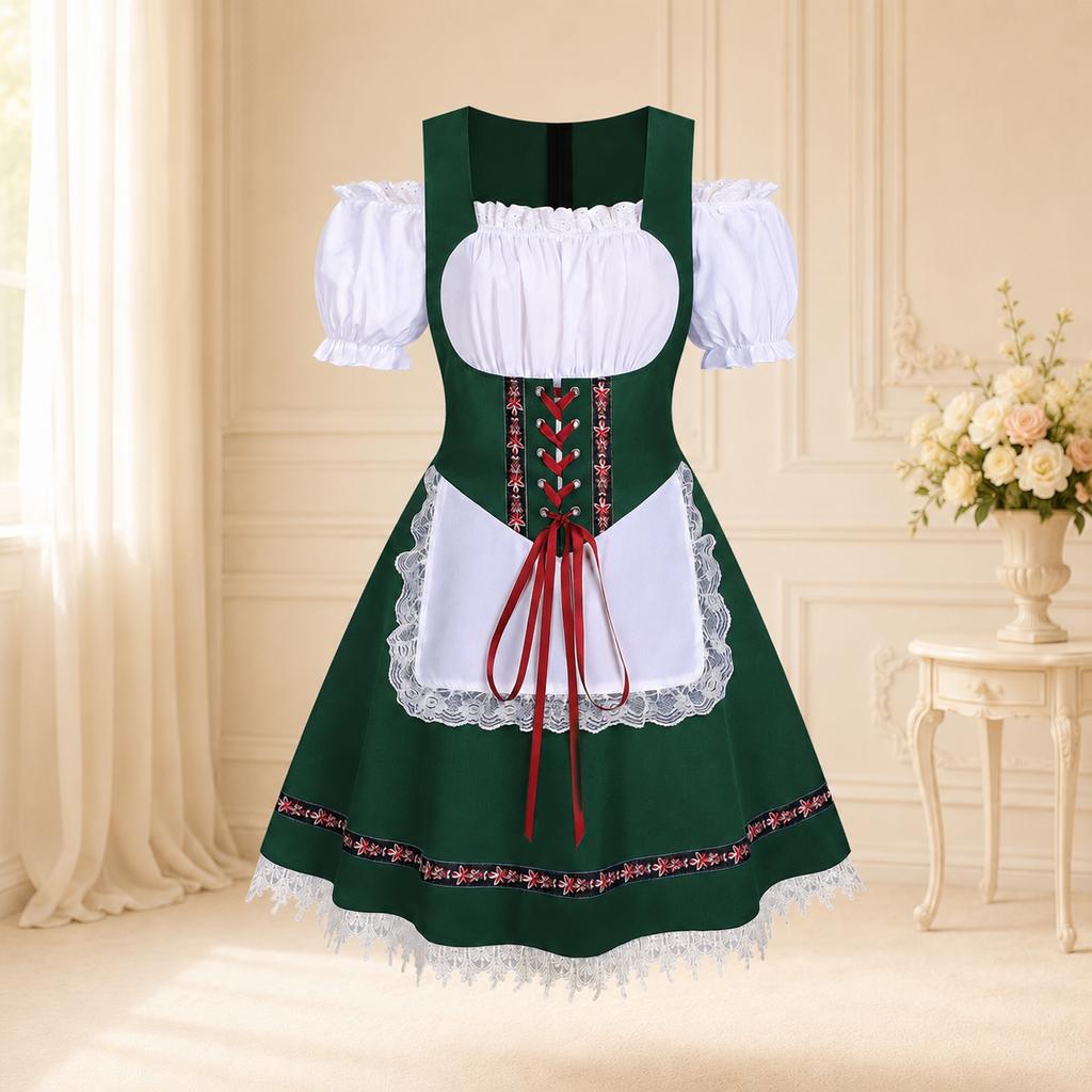 Damen Kurzarm-Kostümkleid mit Bindevorderteil für Party und Freizeit