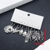 Antique Silver Skull & Spider Moth Pendant Earrings Set - 5 Pairs for Men & Women