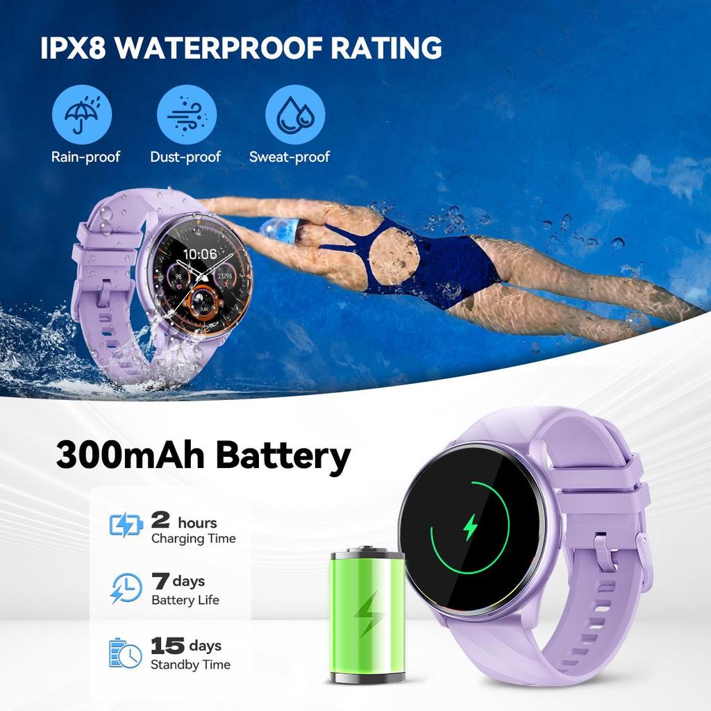 Waterproof Rugged Outdoor Smart Watch Flashlight Watch Unisex Fitness Tracker Touch Screen Heart Rate Monitor