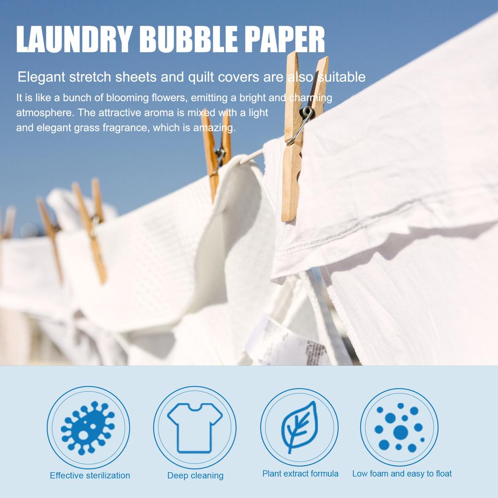 Laundry Bubble Paper: Cleanses, Stains, Long-lasting, Long-lasting Fragrance, Concentrated Laundry Tablets, Protective Clothing, Whitening Household