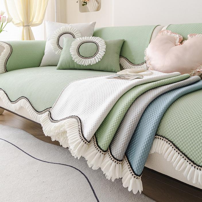 Ice Sliky Fiber Fabric Sofa Cushion, Cool Feel Non-Slip Seat Pad, Irregular Shaped Summer Cushion, All-Season Suitable for Living Room and Bedroom