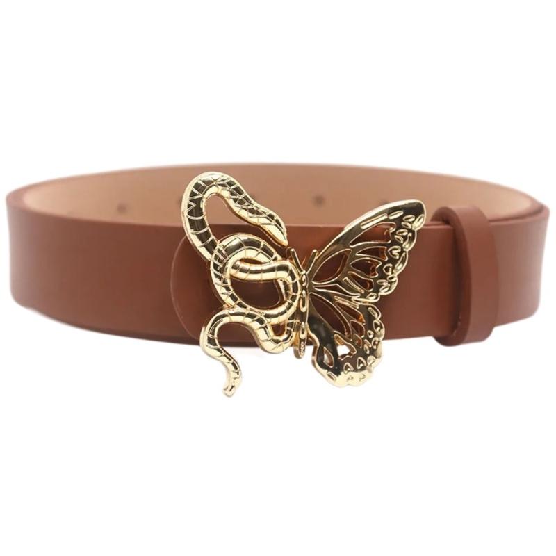 Lady Belt Elegant Skinny Waist Belt for Dress Skinny Belt Butterfly Buckle