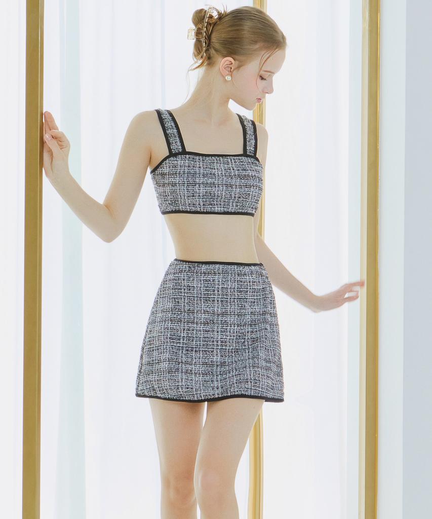 Bikini Bender Tweed Swim Skirt - Black (Bikini Sold Separately)