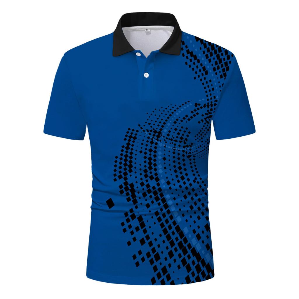 Trendy Geometric Short Sleeve Polo Shirt, Versatile Casual Top for Daily Wear