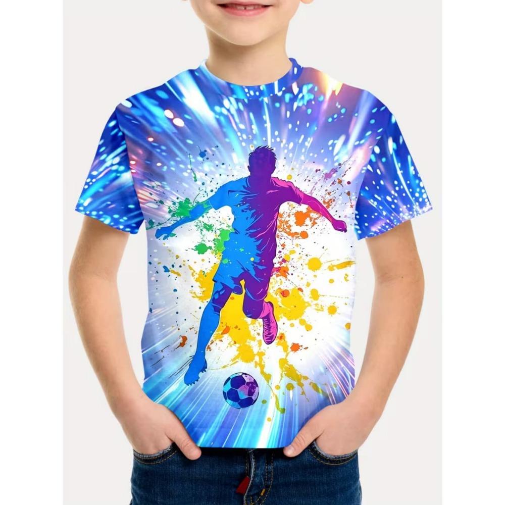 T-Shirt für Kinder Mode 3D-Druck Sommer Kurzarm-T-Shirt Personalisiertes Hip-Hop Bequemes Rundhals-T-Shirt Sportoberteil