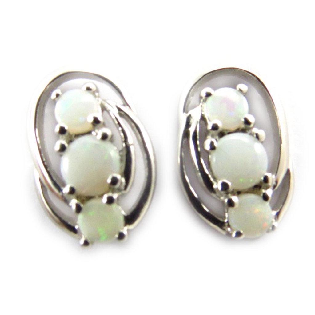 Les Trésors De Lily [J5693] - White 'Goddess Opal' Silver Earrings