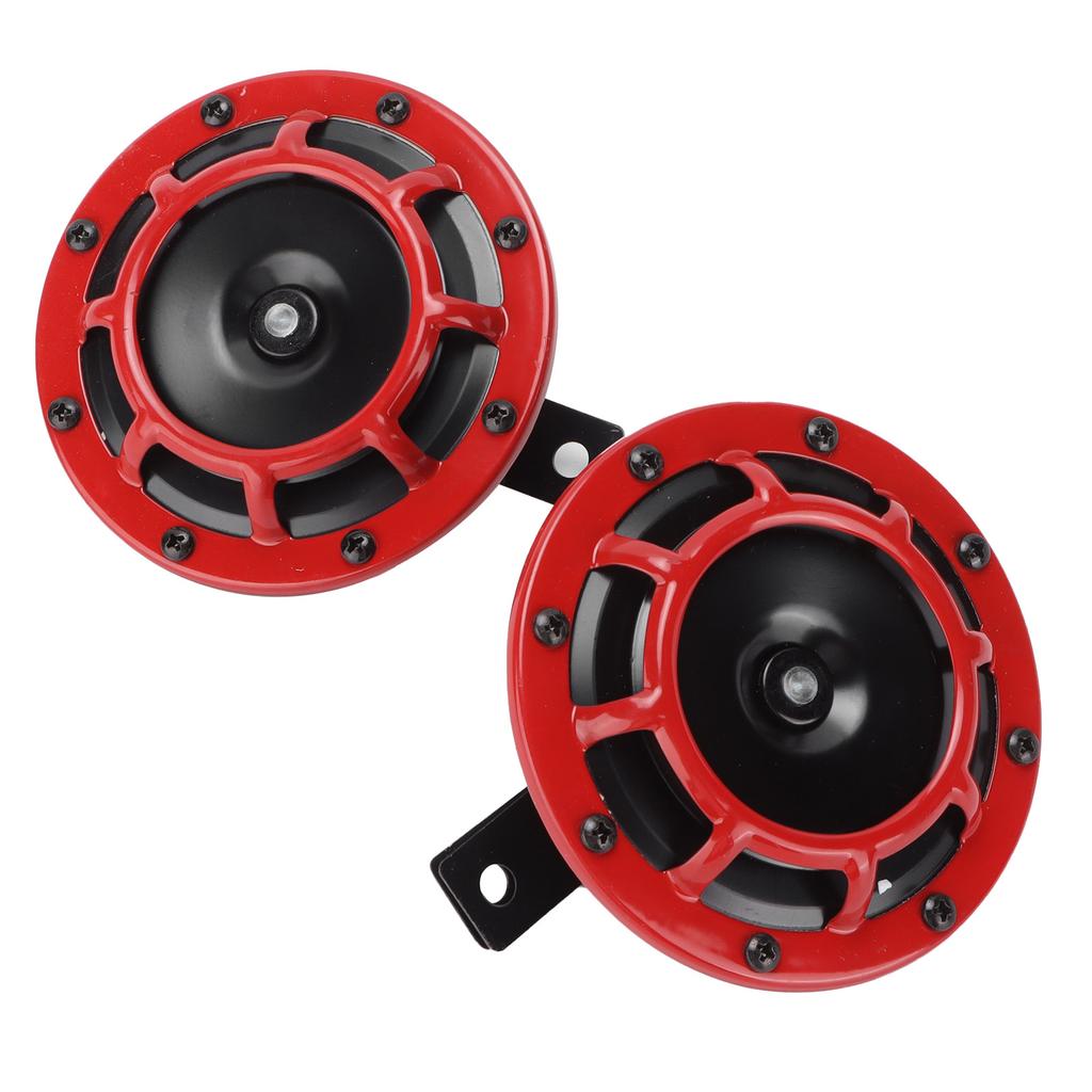 12V Pair Horn Red Compact Super Tone Loud Blast 139‑170DB Universal for Motorcycle Car