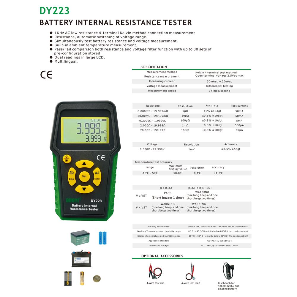 Battery Internal Resistance Tester Automatic shutdown Battery Analyzer Large Digital Dispaly Screen with Backlit