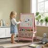 3-in-1 Children's Easel with Paper Roll, Chalkboard, Whiteboard, Storage Baskets, 54 X 46.5 X 93 Cm, Pink