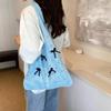 Solid Color Large Capacity Shoulder Bucket Bag Fashionable Knitted Work Commuter Bag Daily Shopper Tote For Women