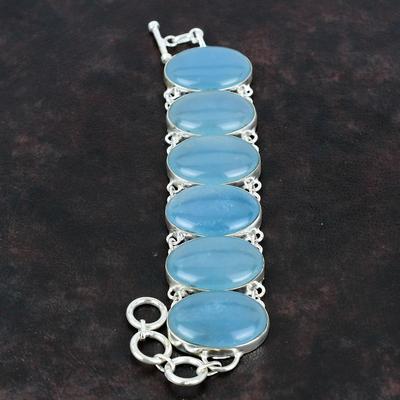 Aquamarine Bracelet Handmade Original Gemstone Bracelet 925 Sterling Silver Bracelet Adjustable Chain Bracelet Aquamarine Jewelry For Gifts