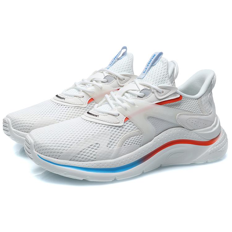 New LiNing Liuyun Cushioning, Slip Resistant, And Abrasion Resistant Low Top Running Shoes White Blue Orange AGLR033-3
