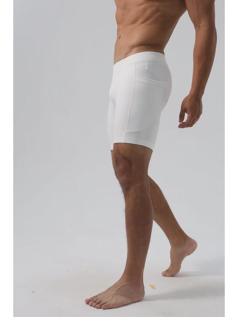 Men's Super Elastic Three-Quarter Ice Silk Tights with Pockets