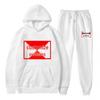 Unisex Trendy Heart Pattern Plus Velvet Hoodie Set for Autumn and Winter