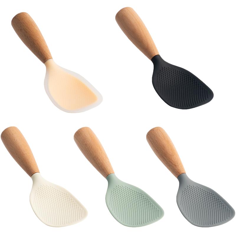 Food Grade Silicone Rice Spoon Non Slip Heat Resistant Stand Up Design for Rice Cooker Kitchen
