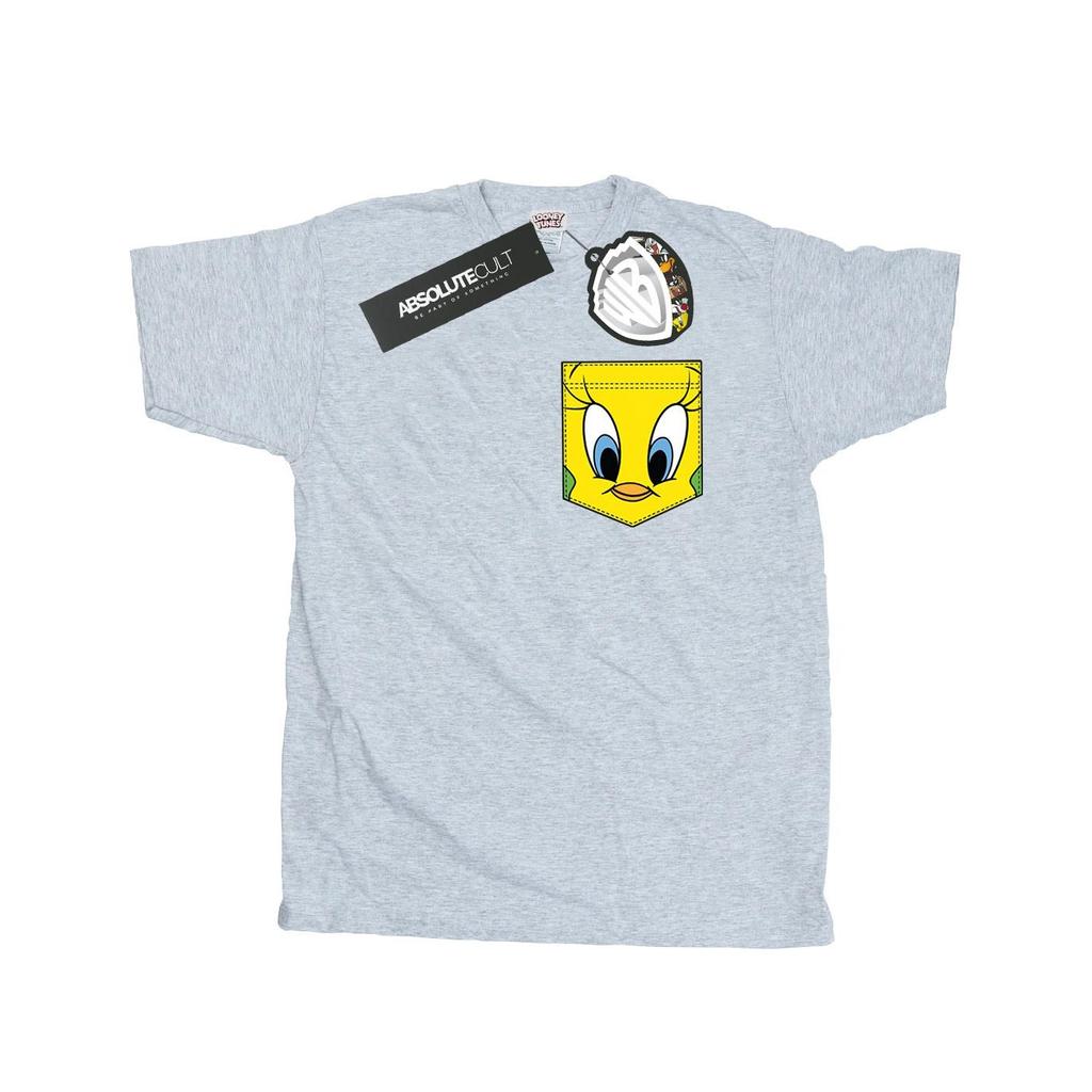 Looney Tunes Mens Tweety Pie Face Faux Pocket T-Shirt