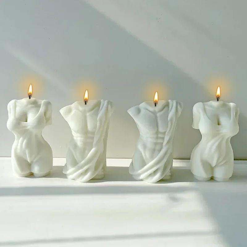 Sculpture Torso Mold Human Candle Mold DIY Body Abdominal Muscle Man's Statue Plaster Sculpture Male Silicone Mold