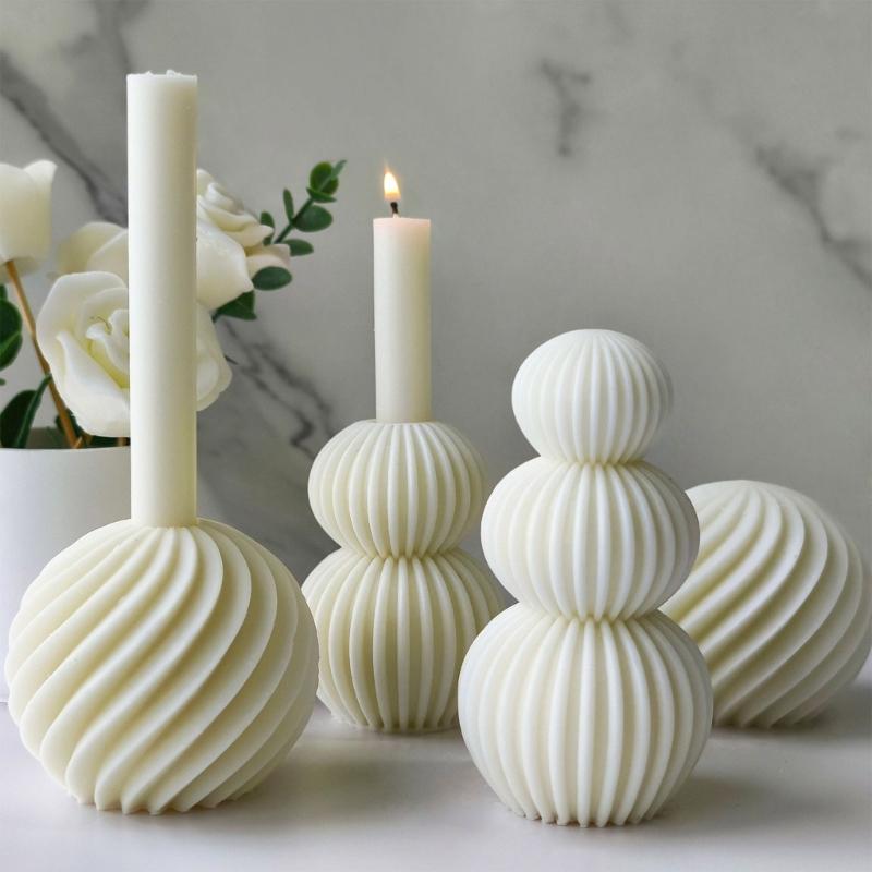 Unique Scented Candle Making Mould Fashionable Striped Sphere Scented Candle Mold for Unique Home Decors and Gifts