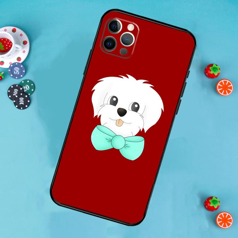 Cartoon Maltese Dog Phone Case For iPhone 17 Air 13 16 15 11 12 14 Pro Max 13 12 mini 15 16 Plus 16e Cover Funda