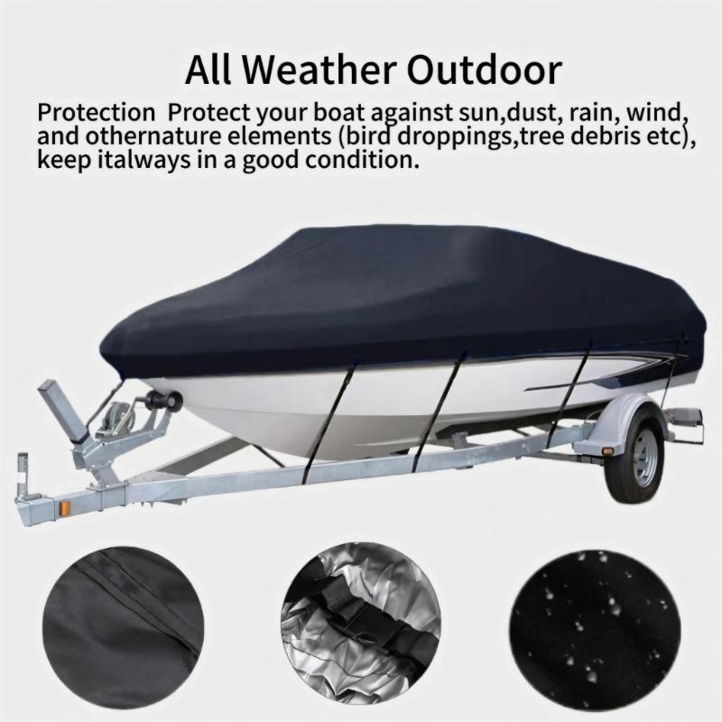 All Season Protective Boat Cover Waterproof 210D Oxford Fabric with UV Defense Suitable for 17 To 19 Foot V Hull Boats