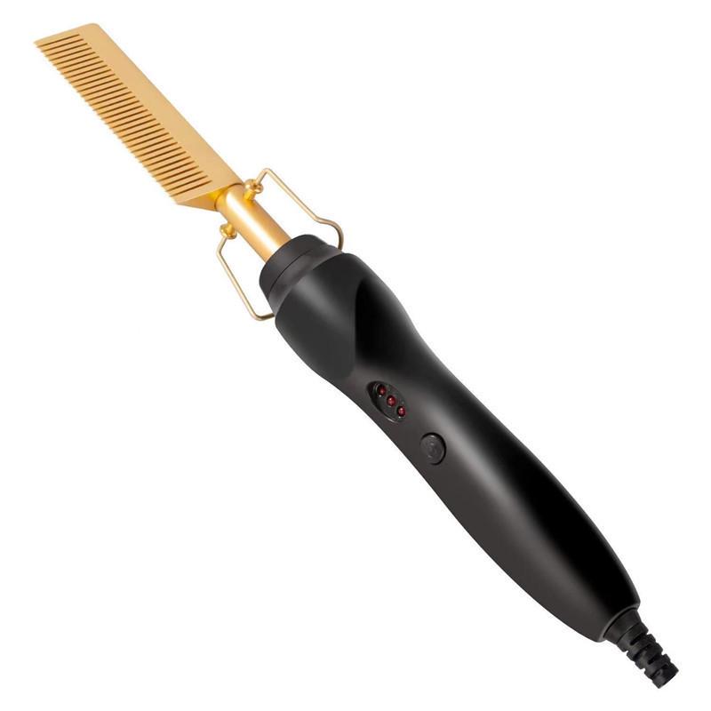 Dual-Use Electric Heated Copper Comb: Wet/Dry Straightener & Curling Wand