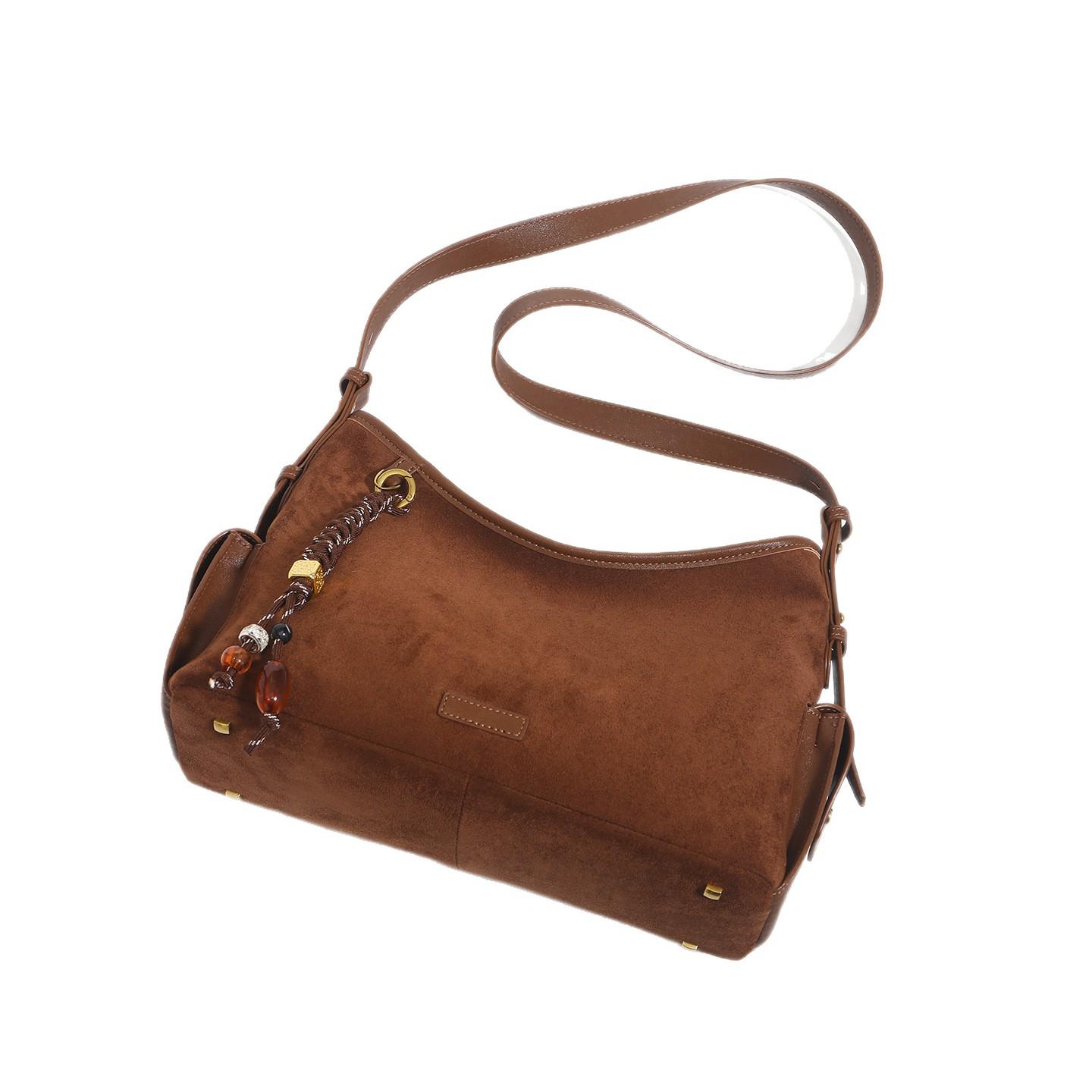 

High-End Vintage Matte Tote Bag Women 2025 Model - Large Capacity, Versatile Underarm Shoulder Bag коричневый/глубокий