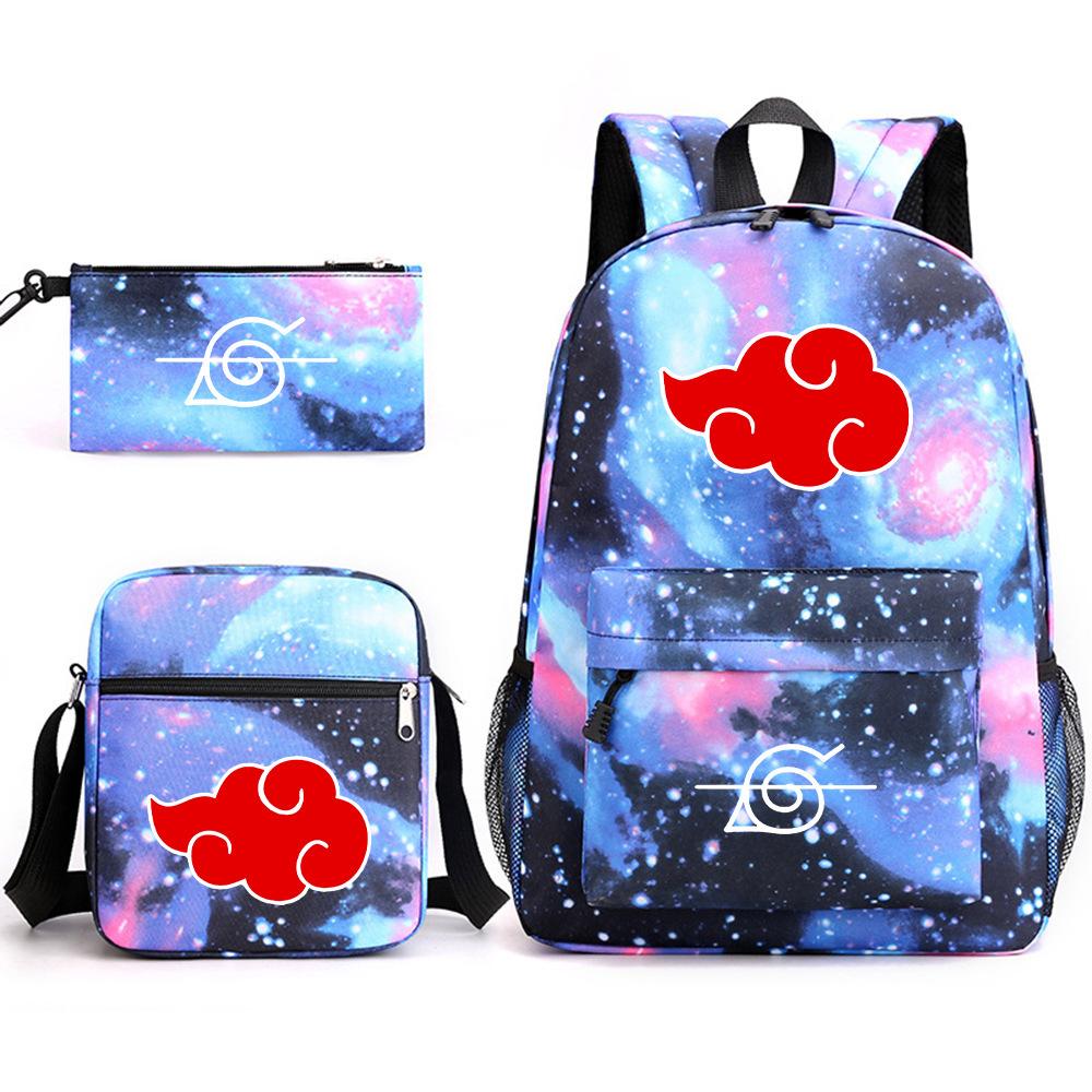 Three-Piece Schoolbag Animation Peripheral Starry Sky Student Backpack Printing Large-Capacity Outdoor Backpack