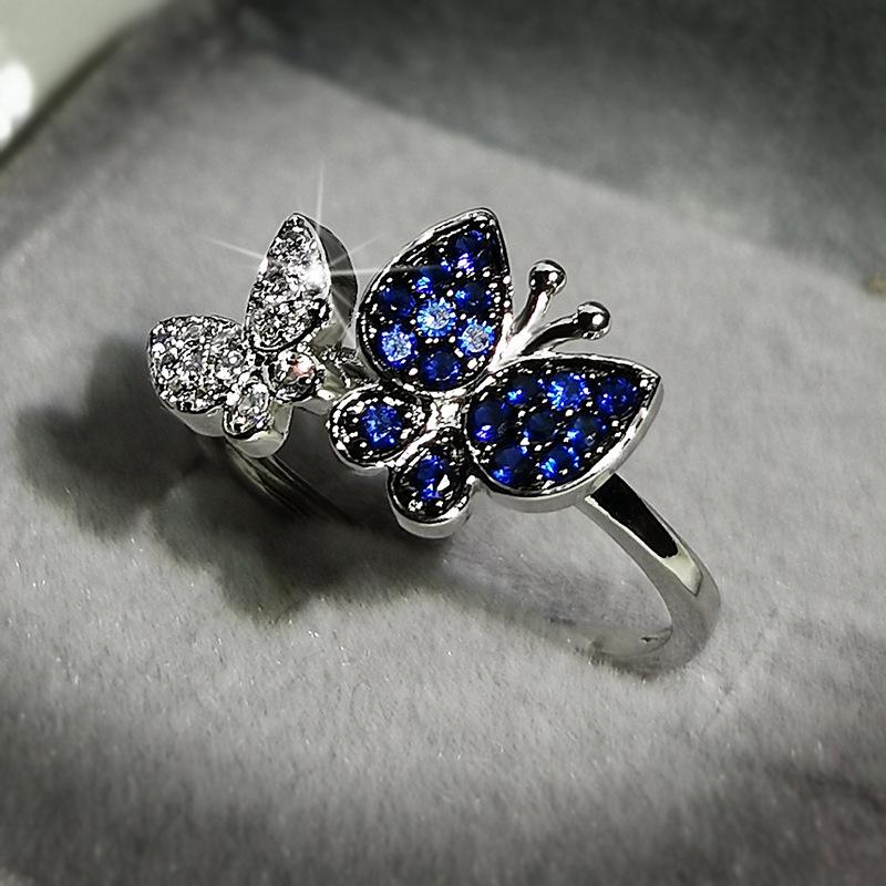 European and American Rings for Women Cute and Fashionable Diamond Covered Bow Accessories Ring Hand Decoration