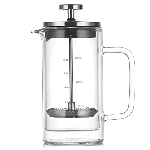 Bainiao Double-Layer High Borosilicate Glass Pressed French Coffee Pot with Filter and Scale
