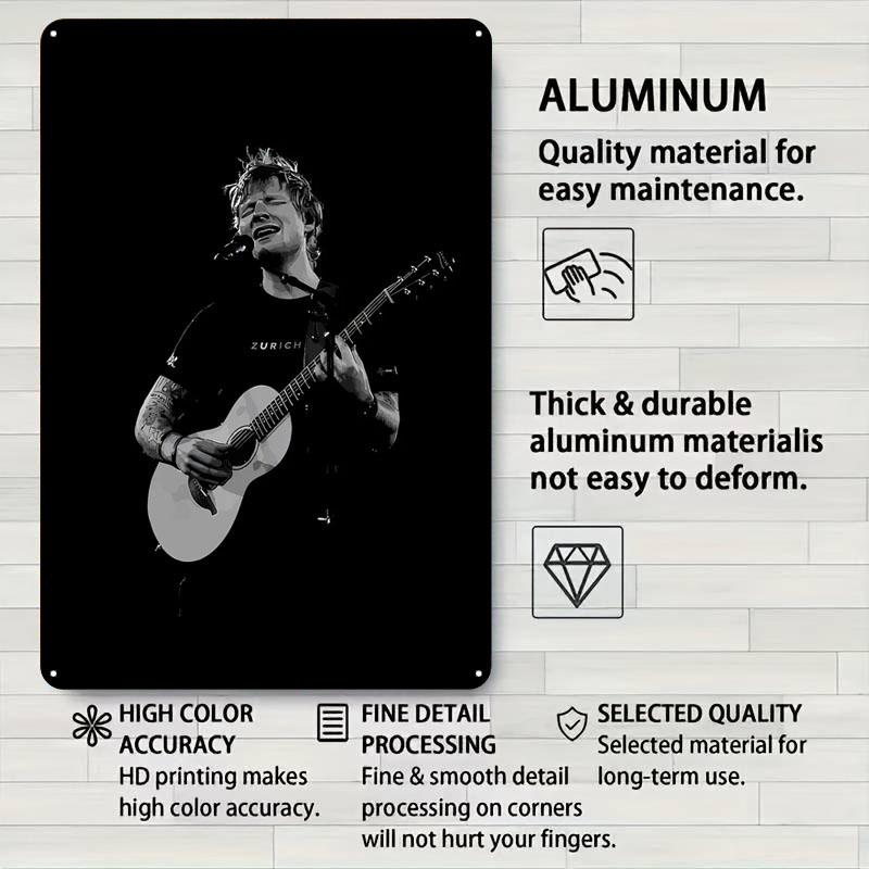 Ed Sheeran Konsert Metallskyltar Gitarrposter Estetisk Rumsinredning Män Anpassad Plåtskylt för Väggkonstdekoration Muralers Konst