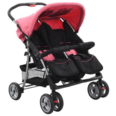 Stroller for Twins, Pink-Black, Steel