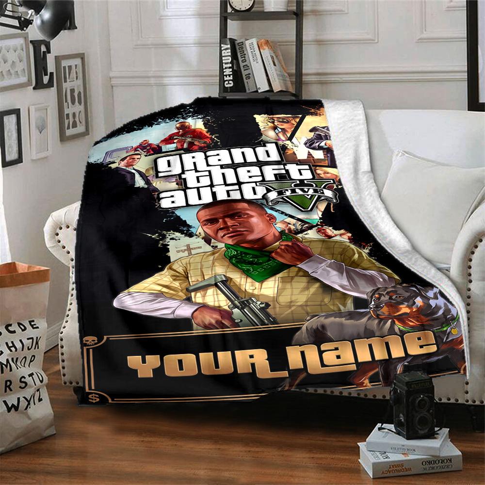 Gta Customize Your Name Blanket Cozy Customizable Blanket Comfortable Suitable for Chair Office Seaside Bed Ideal for All Seasons