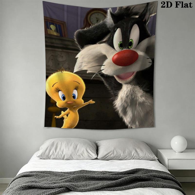Sylvester the Cat Wall Tapestry Aesthetic Wall Hanging Printed Fabric Blanket Decorative Tapestries for Bedroom Living Room Home Decor