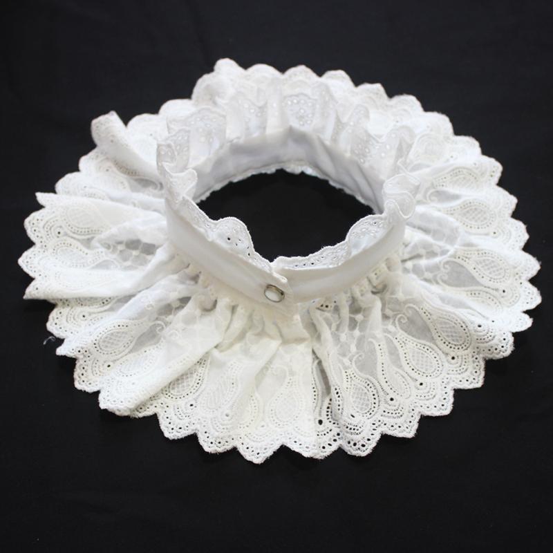 Elegant Hollow Embroidery High Collar Shawl Ruffled Fake Collar White Scarf Half Shirt Decorative Stand Collar