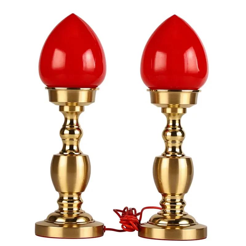 2pcs All Copper Simulated Candlestick Supply Buddhist Temple Supplies Living Room Home Furnishings Pray for Auspiciousness