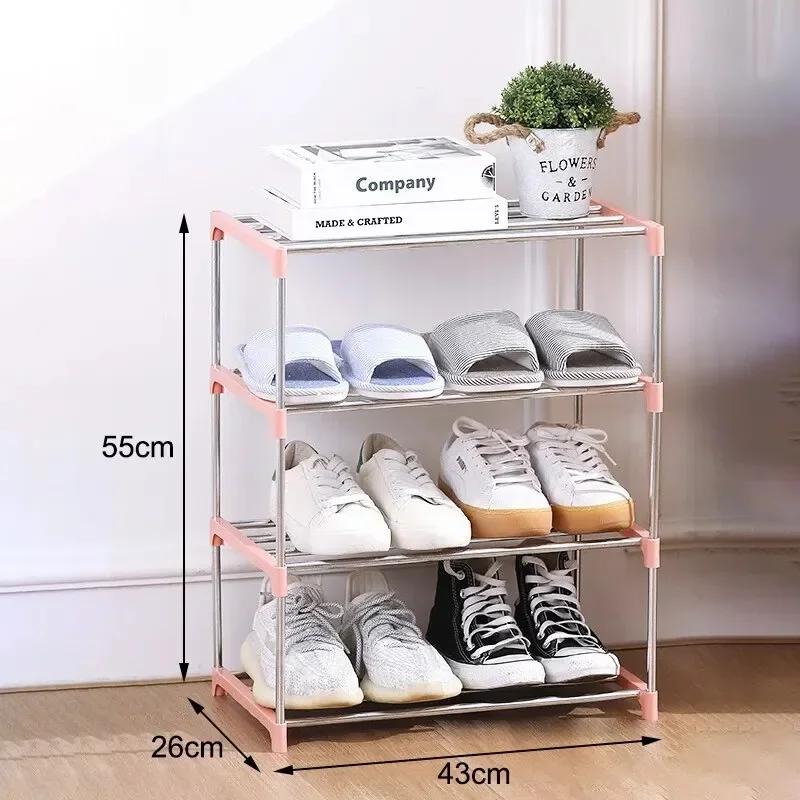 Metal Shoe Rack Multi Layered Space Saving Practical Moistureproof Small Multifunctional Household Use Indoor Frame Shoe Rack
