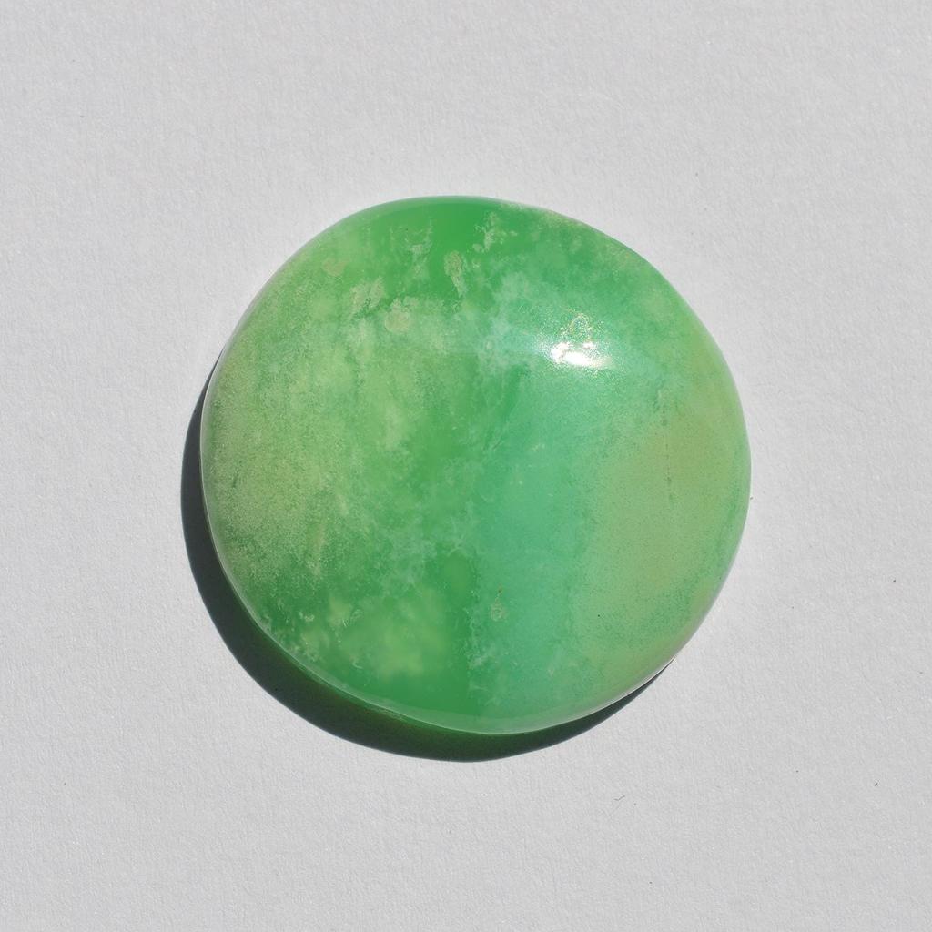 Natural Chrysoprase Gemstone Cabochon - Loose Semi Precious Stone 63 Carats Round Shape 31x31 Mm, Jewelry Craft Supply